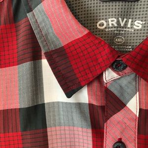 NEW Orvis XXL Red & Black Plaid Button Down